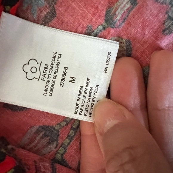 NWT FARM RIO One Shoulder Tropical Floral Red Cropped Top M - Picture 5 of 6